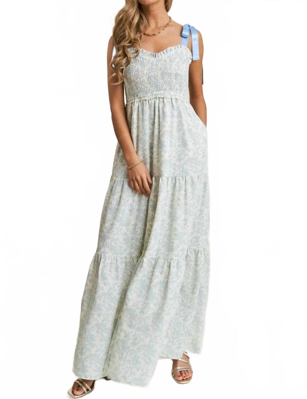 NEW J.NNA floral print empire neck maxi dress in blue